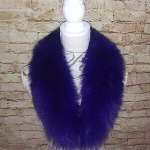 NEW real Fox Fur Collar Scarf Scarve Blue Lined Fluffy Good Quality